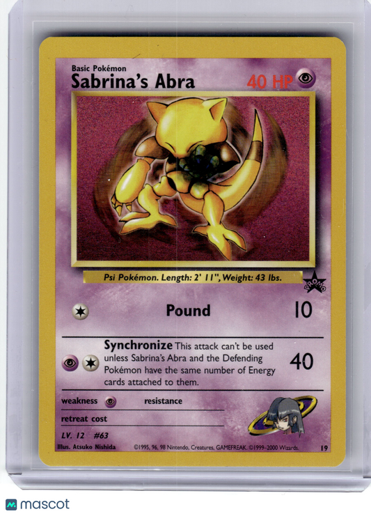 2000 Pokemon—Sabrina's Abra #19 Wotc Promo—Black Star Promo Non-Foil [MP]
