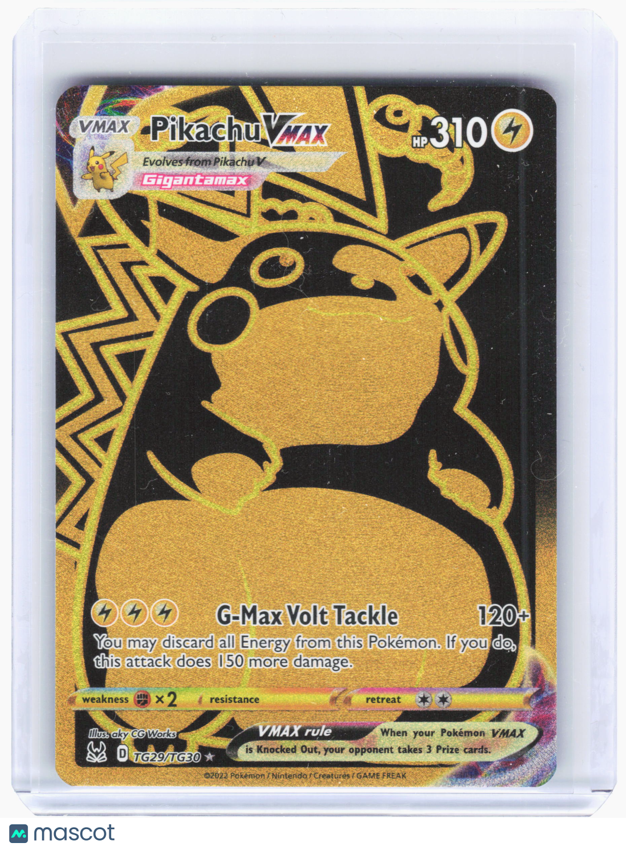 2022 Pokemon—Pikachu VMAX #TG29 Lost Origin: Trainer Gallery—UR (Secret) Holo