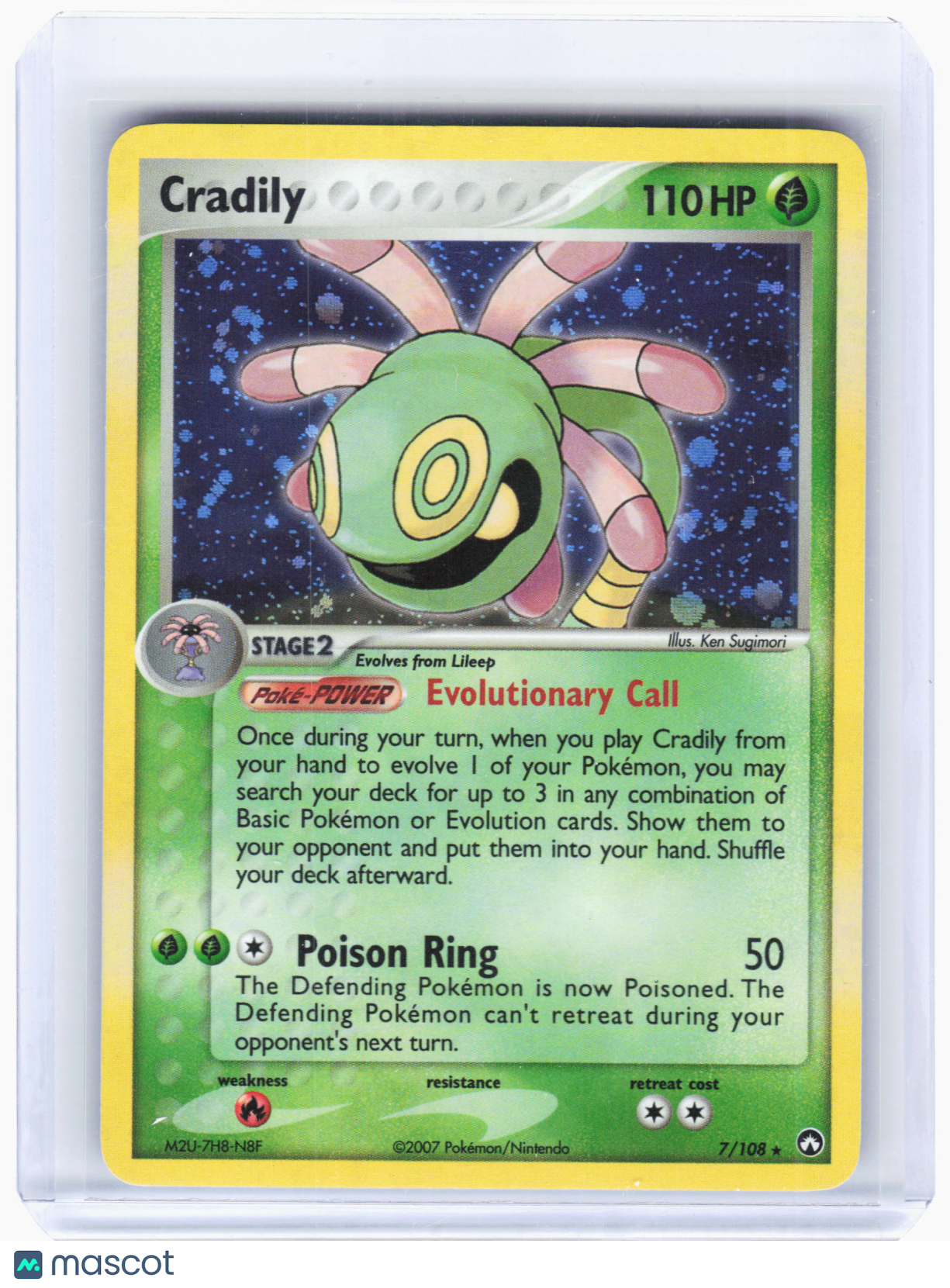 2007 Pokemon—Cradily #7/108 EX Power Keepers—Rare Holo