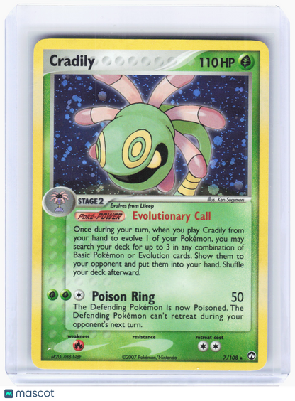 2007 Pokemon—Cradily #7/108 EX Power Keepers—Rare Holo