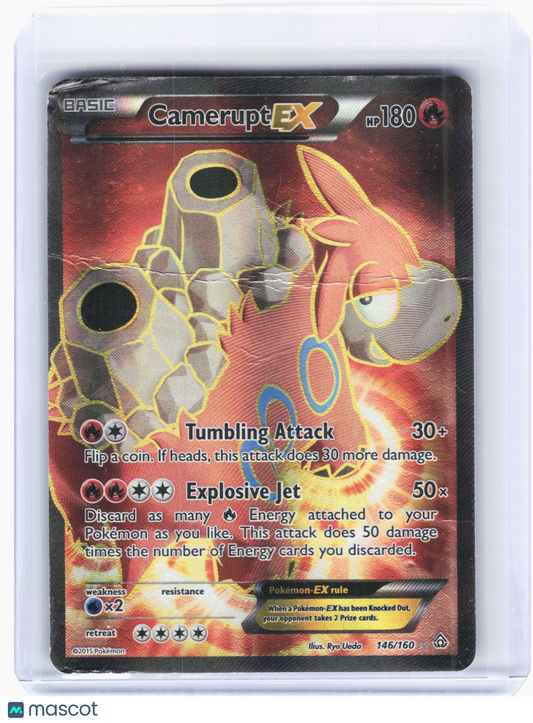 2015 Pokemon—Camerupt EX #146 Primal Clash—Rare Holo (Damaged)
