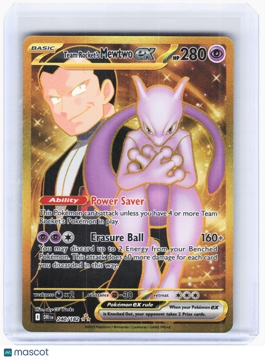 2025 Pokemon—Team Rocket's Mewtwo EX #240 Destined Rivals—Hyper Rare Holo