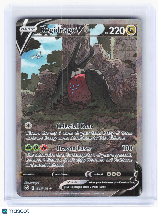 2022 Pokemon—Regidrago V #184 Silver Tempest—Rare Holo