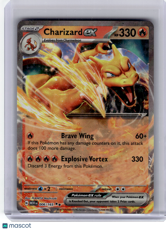 2023 Pokemon—Charizard EX #6 Scarlet & Violet 151—Rare Holo Near Mint