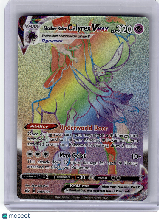 2021 Pokemon—Shadow Rider Calyrex VMAX #204 Chilling Reign—Secret Rare Near Mint