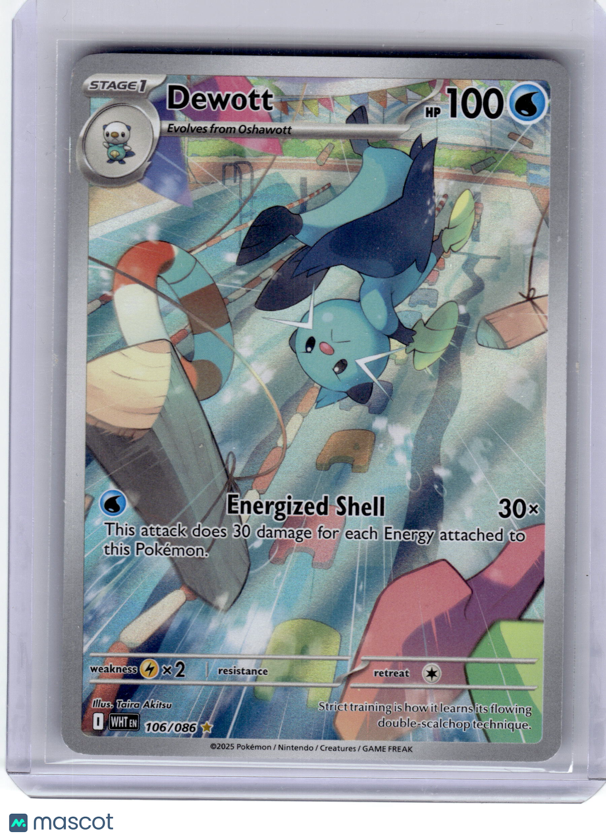 2025 Pokemon—Dewott #106 White Flare—Illustration Rare Holo Near Mint