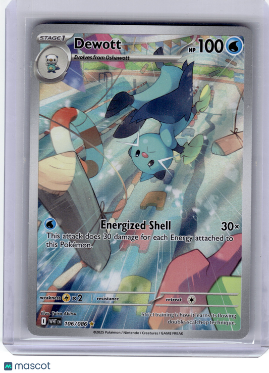 2025 Pokemon—Dewott #106 White Flare—Illustration Rare Holo Near Mint