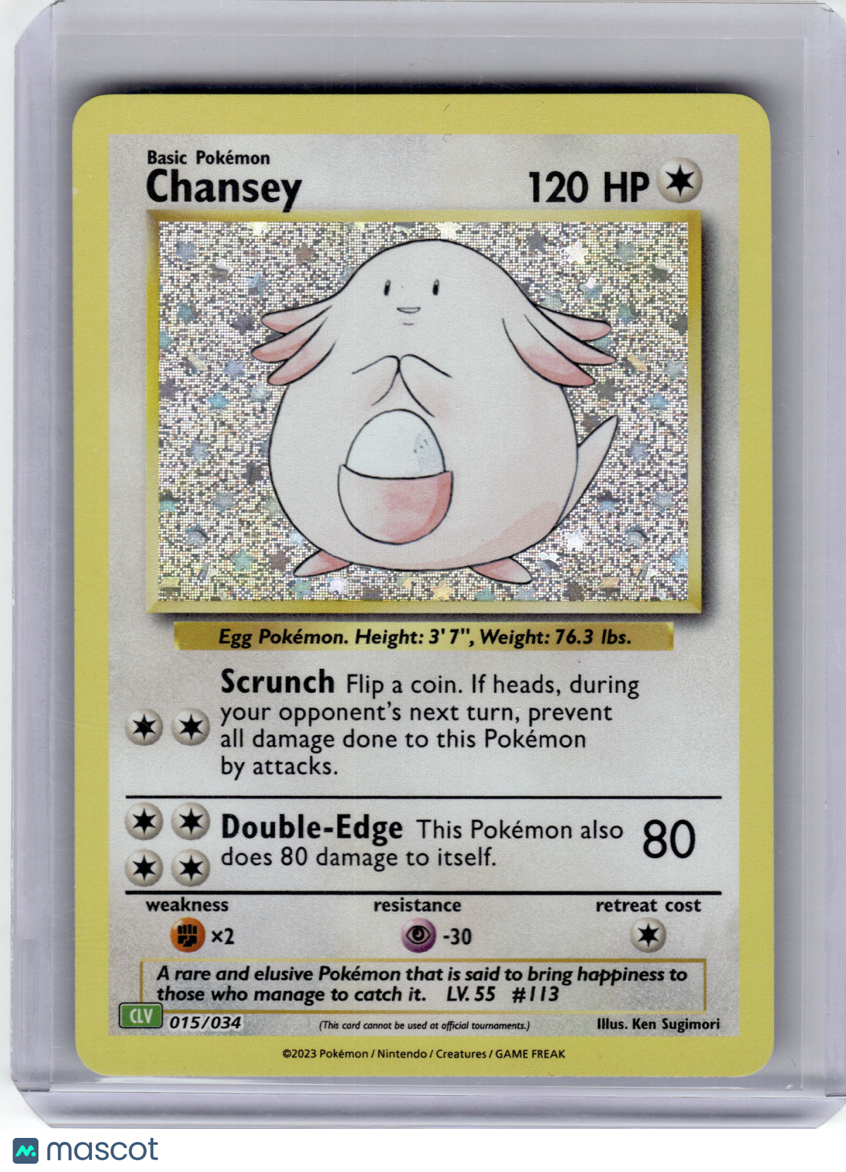 2023 Pokemon—Chansey #15 Classic Collection—Rare Holo Damage