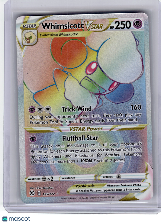 2022 Pokemon—Whimsicott VSTAR #175 Brilliant Stars—Secret Rare Holo Near Mint