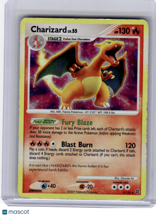 2007 Pokemon—Charizard #3 Diamond & Pearl—Rare Holo Damage