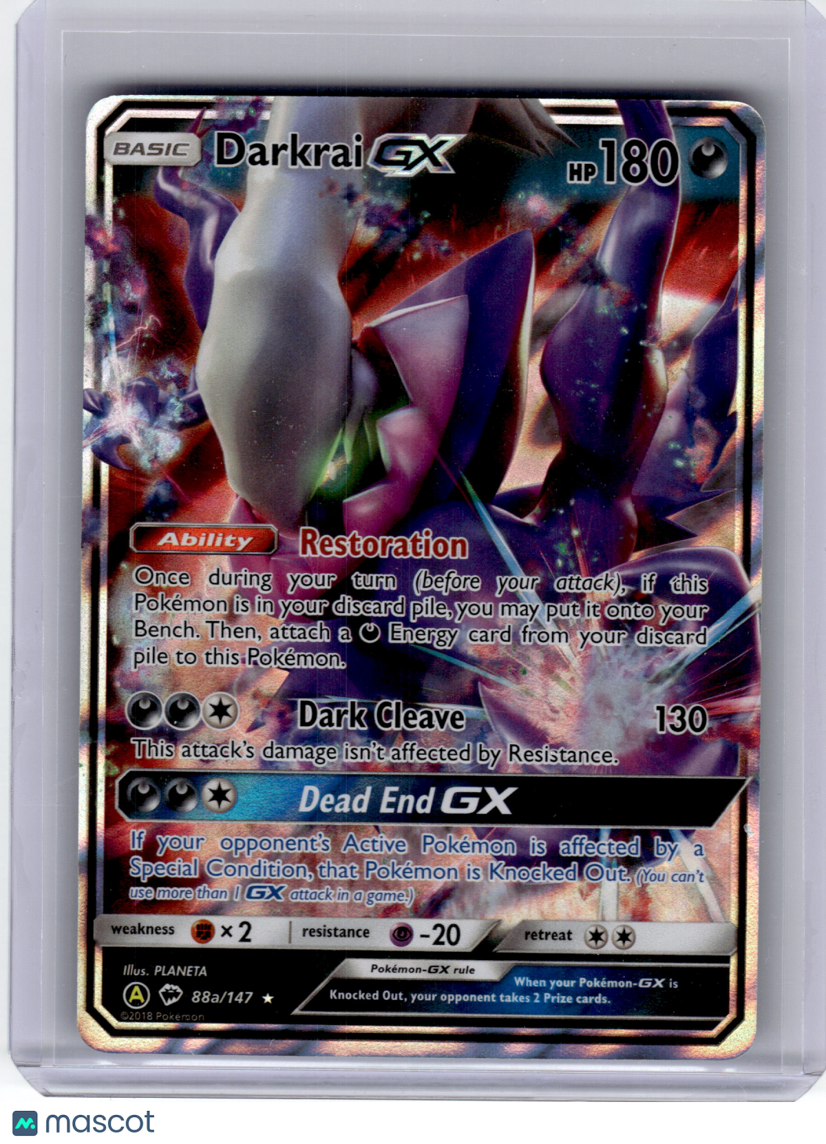 2018 Pokemon—Darkrai GX #88a Burning Shadows—Ultra Rare Holo Near Mint