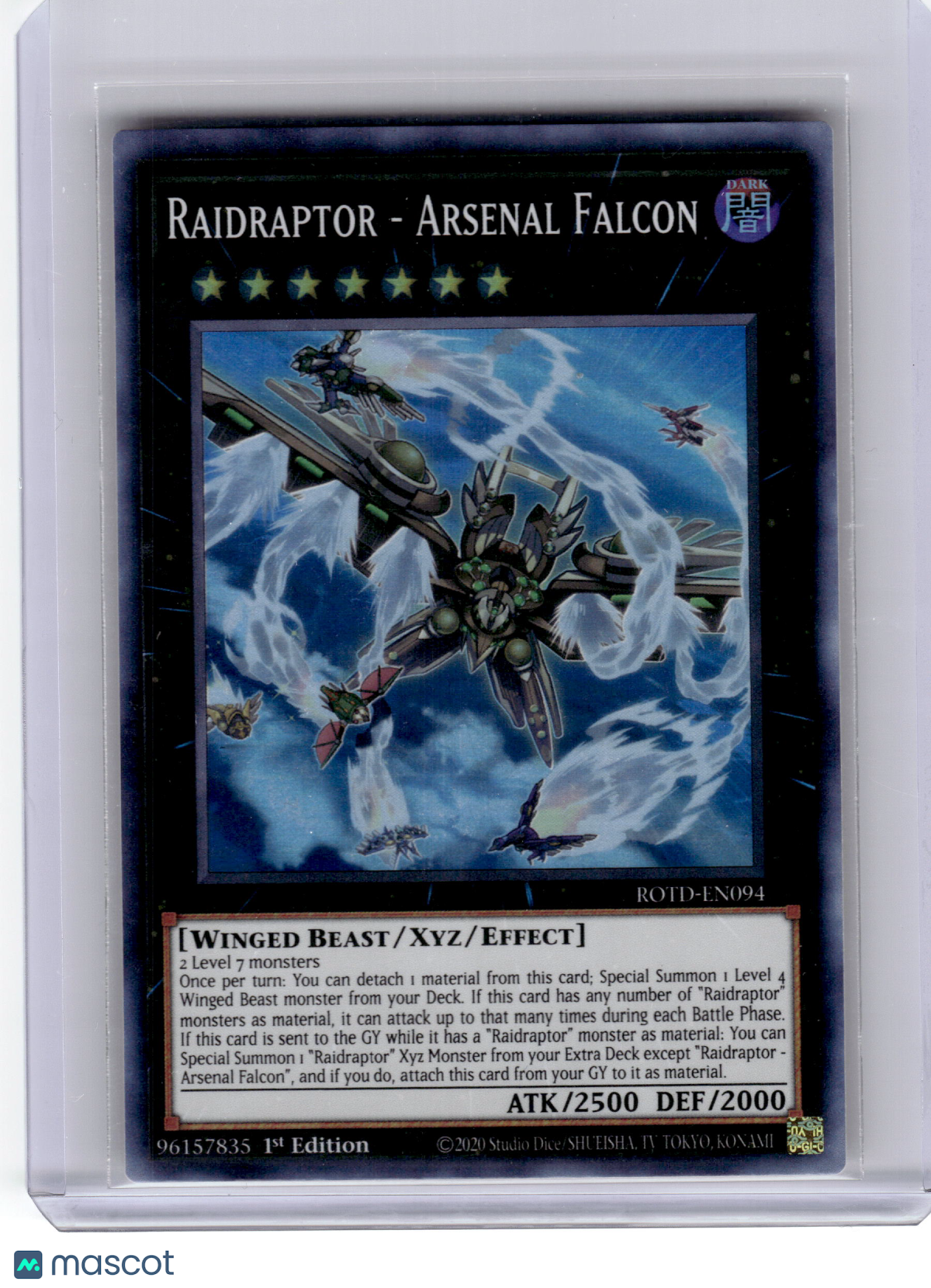 2020 YuGiOh!—Raidraptor - Arsenal Falcon #ROTD-EN094—Super Rare Foil 1st Edition