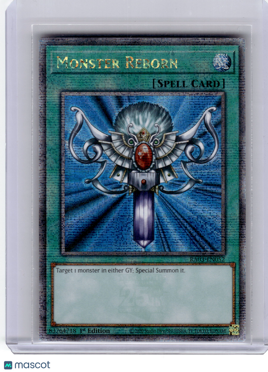 2020 YuGiOh!—Monster Reborn #RA03-EN052—Quarter Century Secret Rare 1st Edition