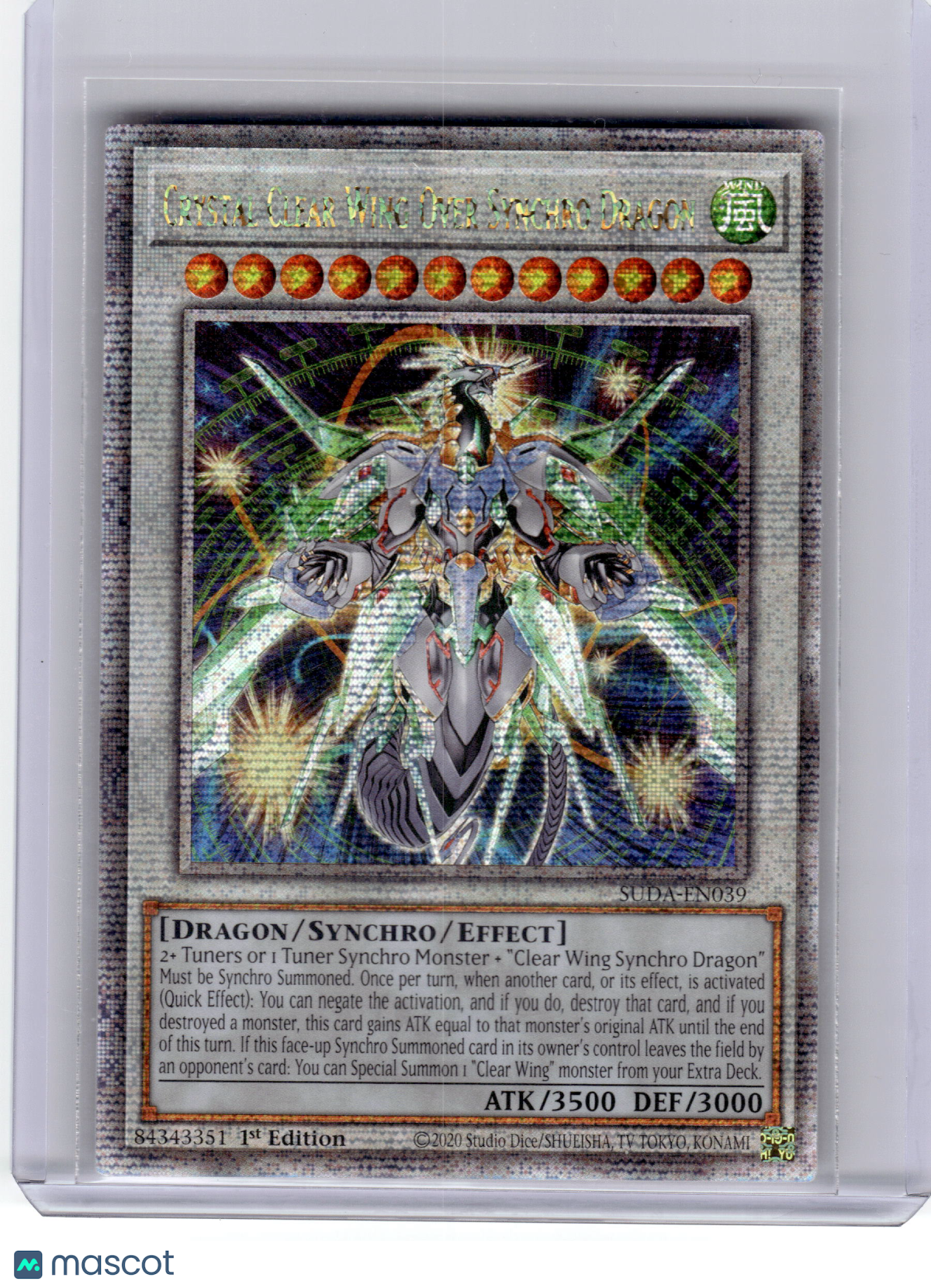 2020 YuGiOh!—Crystal Clear Wing Synchro Dragon #SUDA-EN039—QCSR Foil 1st Edition