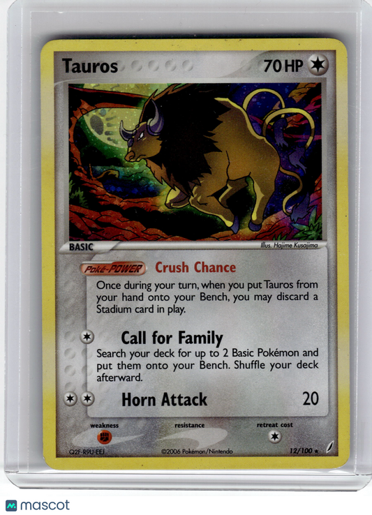 2006 Pokemon—Tauros #12 Crystal Guardians—Rare Holo Moderately Played