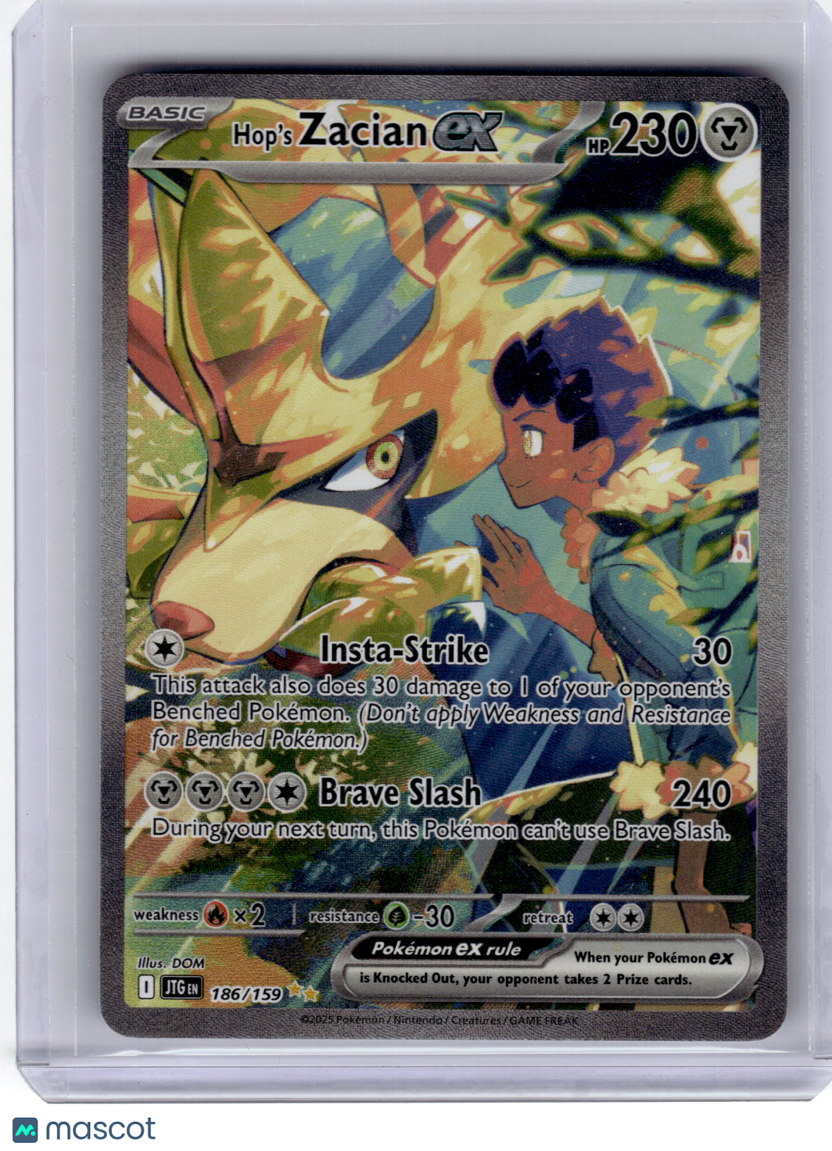 2025 Pokemon—Hop's Zacian EX #186 Journey Together—SIR Holo Near Mint