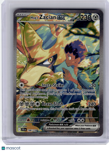 2025 Pokemon—Hop's Zacian EX #186 Journey Together—SIR Holo Near Mint