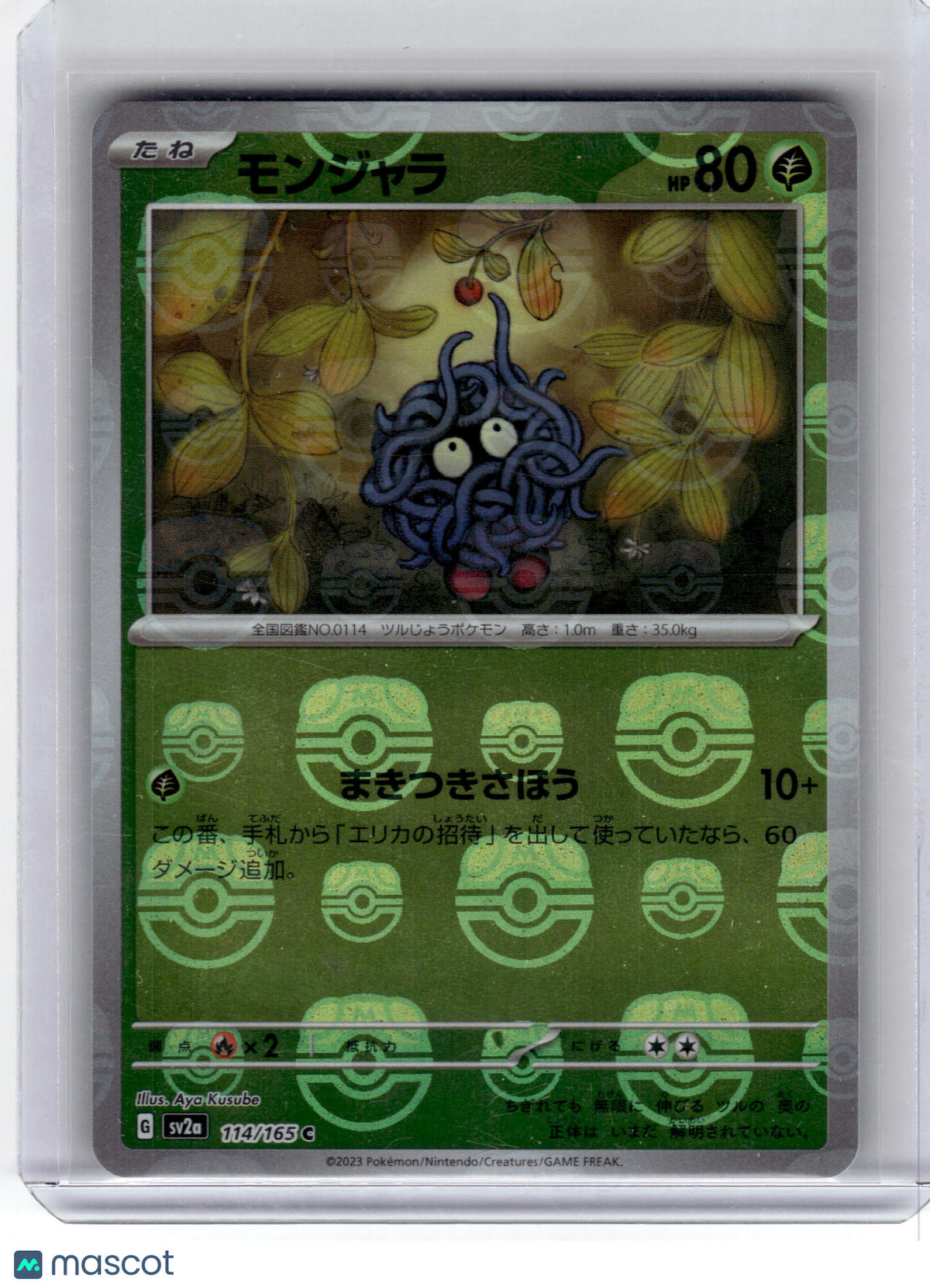 2023 —Tangela #114 Sv2a: Pokemon Card 151—Rare Reverse Holo Japanese