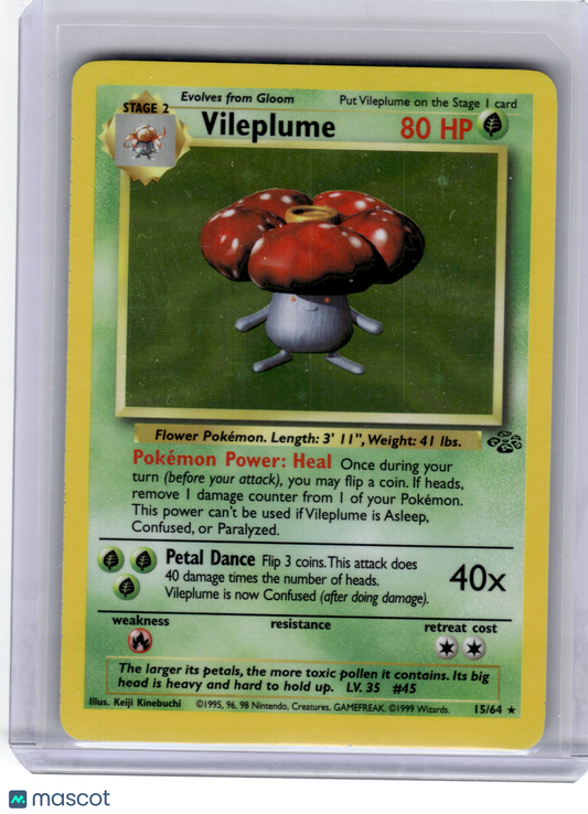 1999 Pokemon—Vileplume #15 Jungle—Rare Near Mint