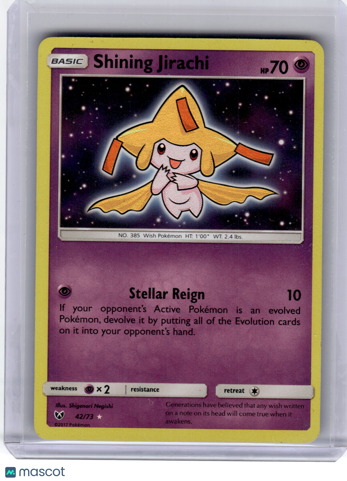2017 Pokemon—Shining Jirachi #42 Shining Legends—Rare Lightly Played