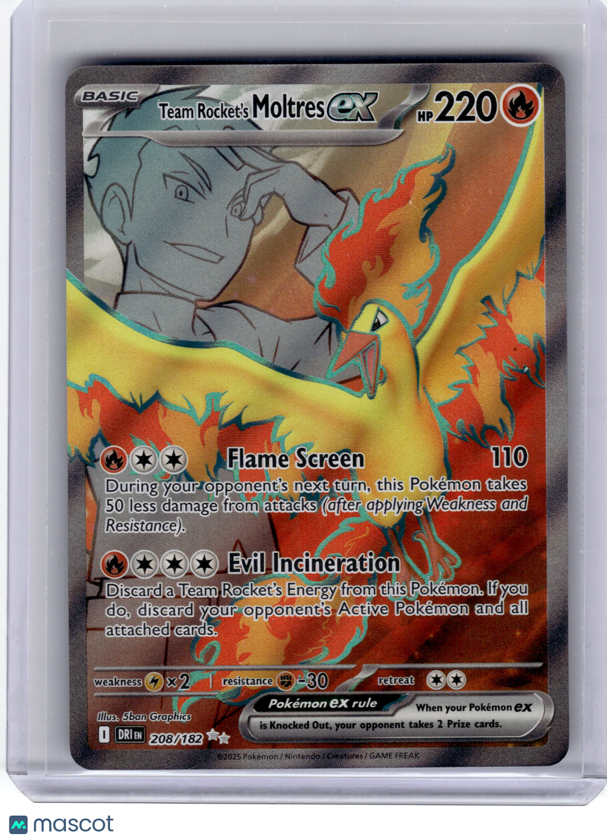2025 Pokemon—Team Rocket's Moltres EX #208 Destined Rivals—Ultra Rare Near Mint