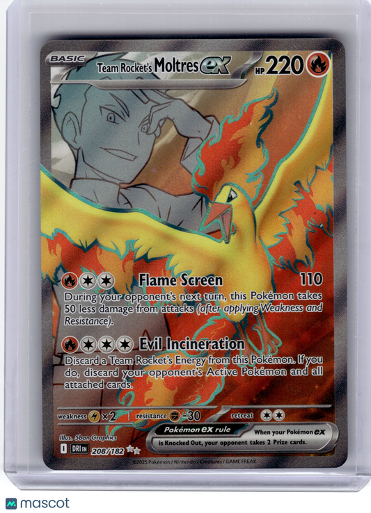 2025 Pokemon—Team Rocket's Moltres EX #208 Destined Rivals—Ultra Rare Near Mint