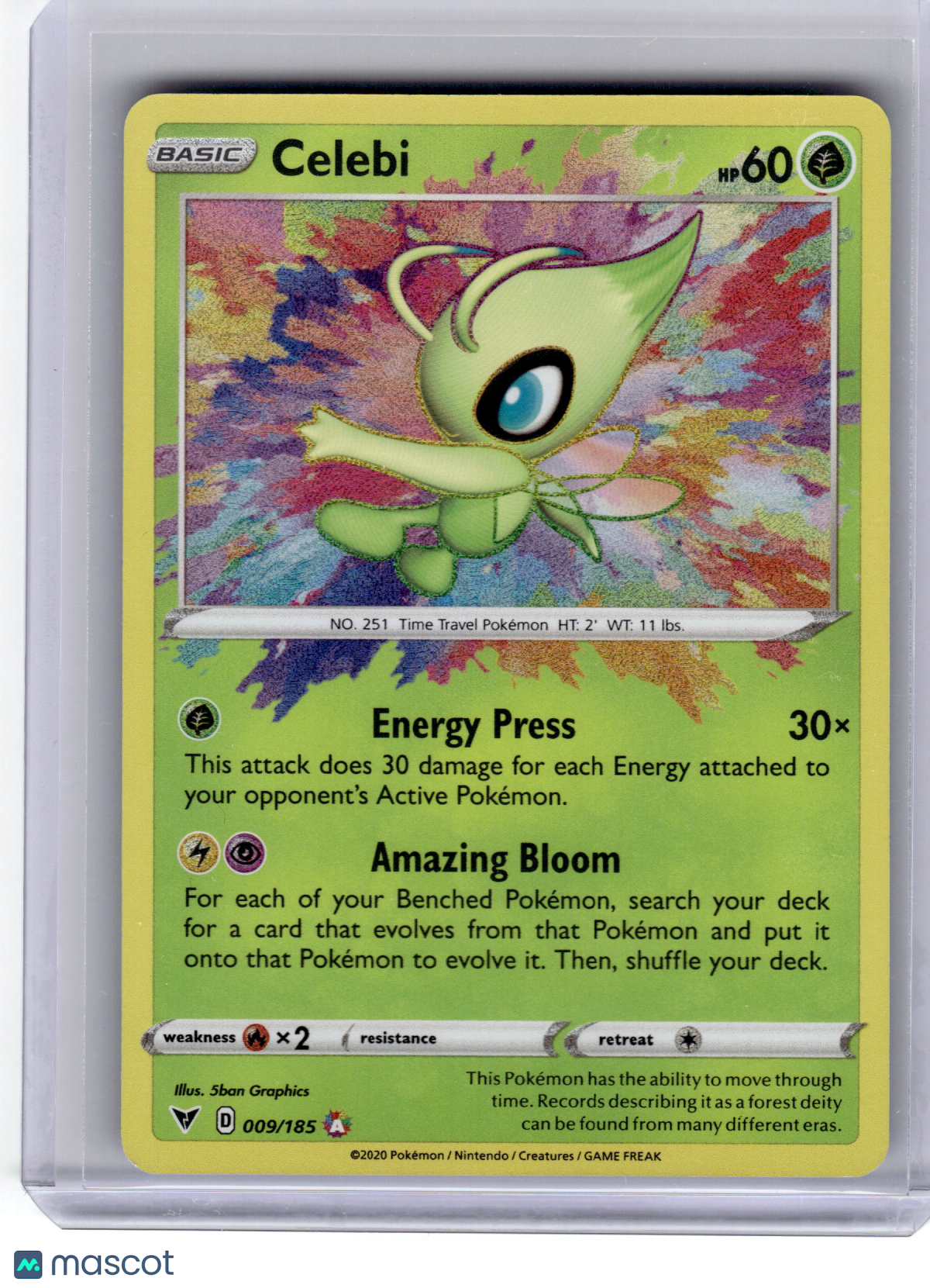 2020 Pokemon—Celebi #9 Vivid Voltage—Amazing Rare Holo Near Mint