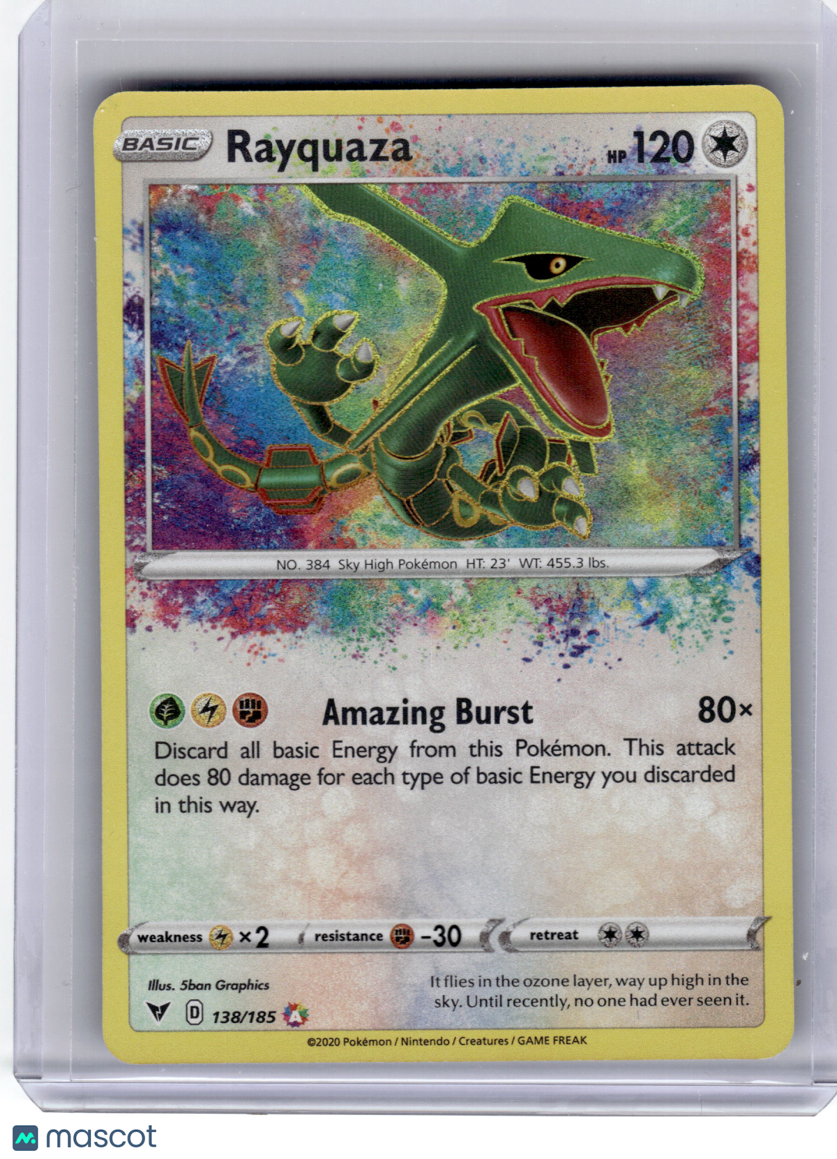 2020 Pokemon—Rayquaza #138 Vivid Voltage—Amazing Rare Holo Near Mint