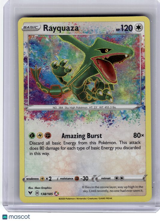 2020 Pokemon—Rayquaza #138 Vivid Voltage—Amazing Rare Holo Near Mint