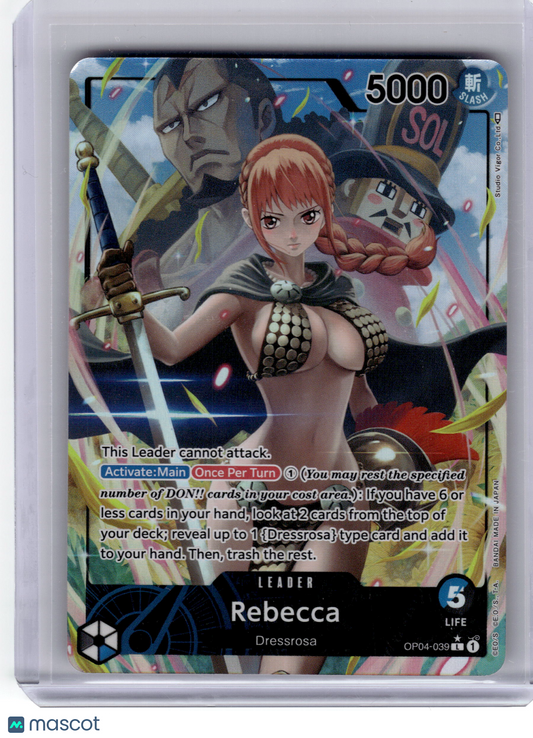 2023 One Piece Card Game—Rebecca #OP04-039 Kingdoms on Intrigue—Leader Foil