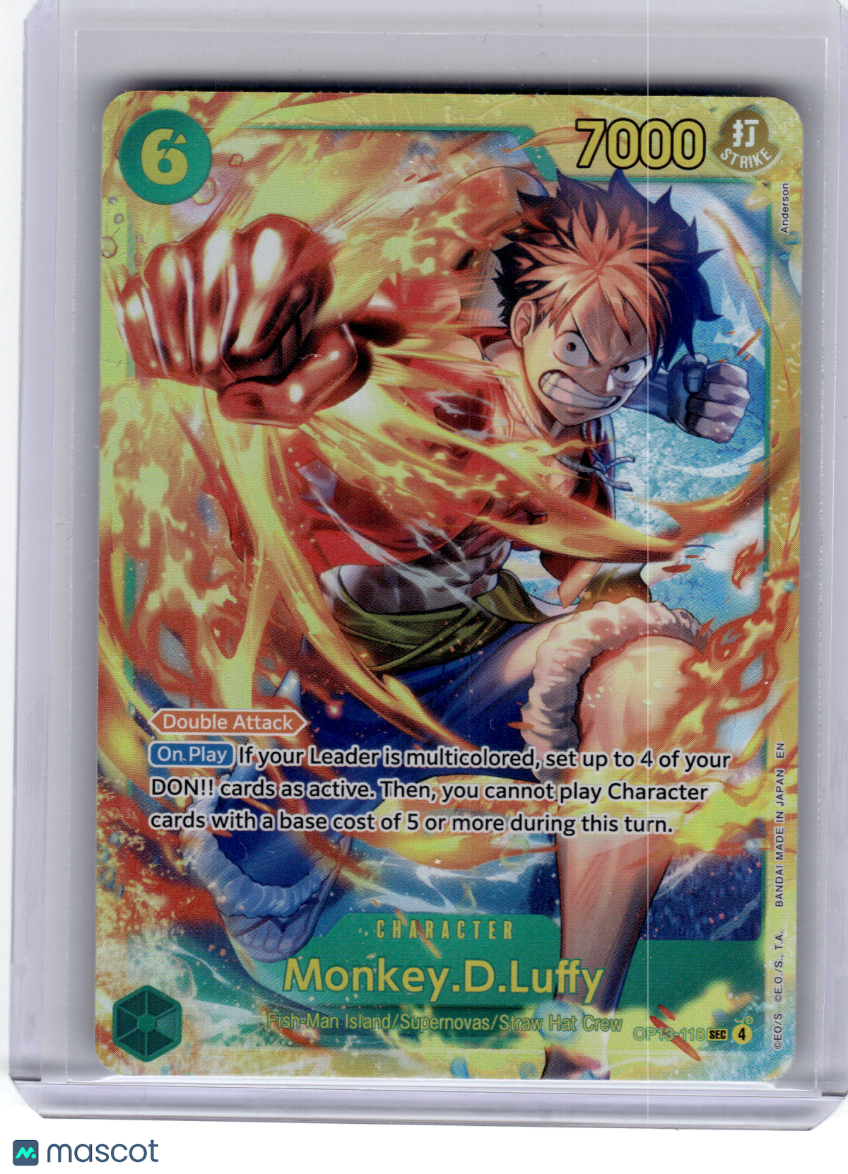 2022 One Piece Card Game—Monkey D. Luffy #OP13-118 Carrying on His Will—SR Holo
