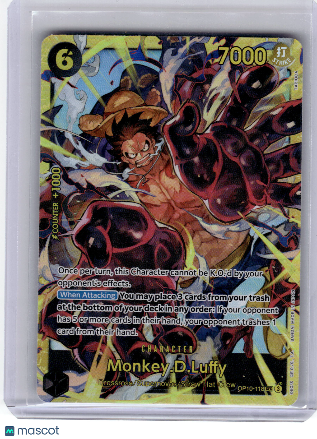 2023 One Piece CCG—Monkey D. Luffy #OP10-118 Royal Blood—Secret Rare Holofoil