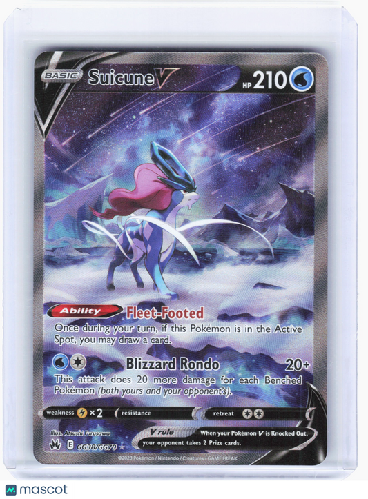 2023 Pokemon—Suicune V #GG38 Crown Zenith: Galarian Gallery—Rare Holo