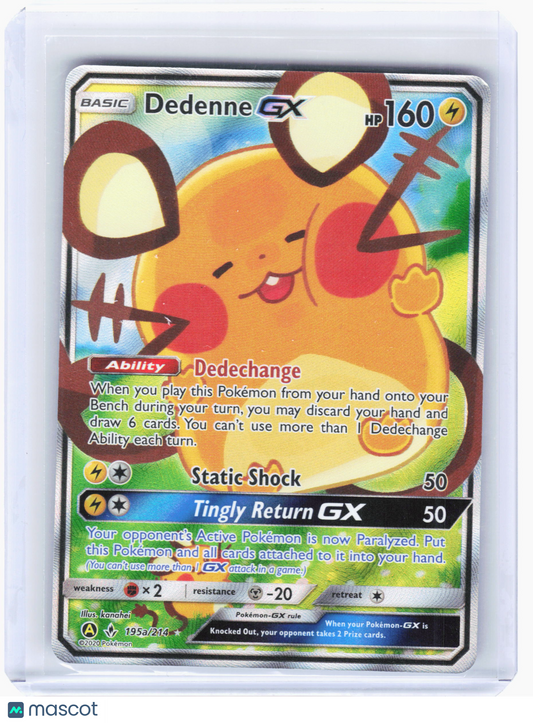 2020 Pokemon—Dedenne GX #195a Unbroken Bonds—Rare Holo