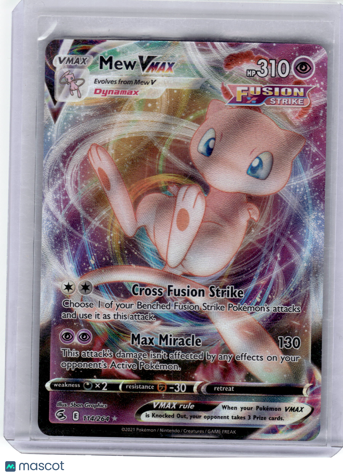 2021 Pokemon—Mew VMAX #114 Fusion Strike—Ultra Rare Holo Near Mint