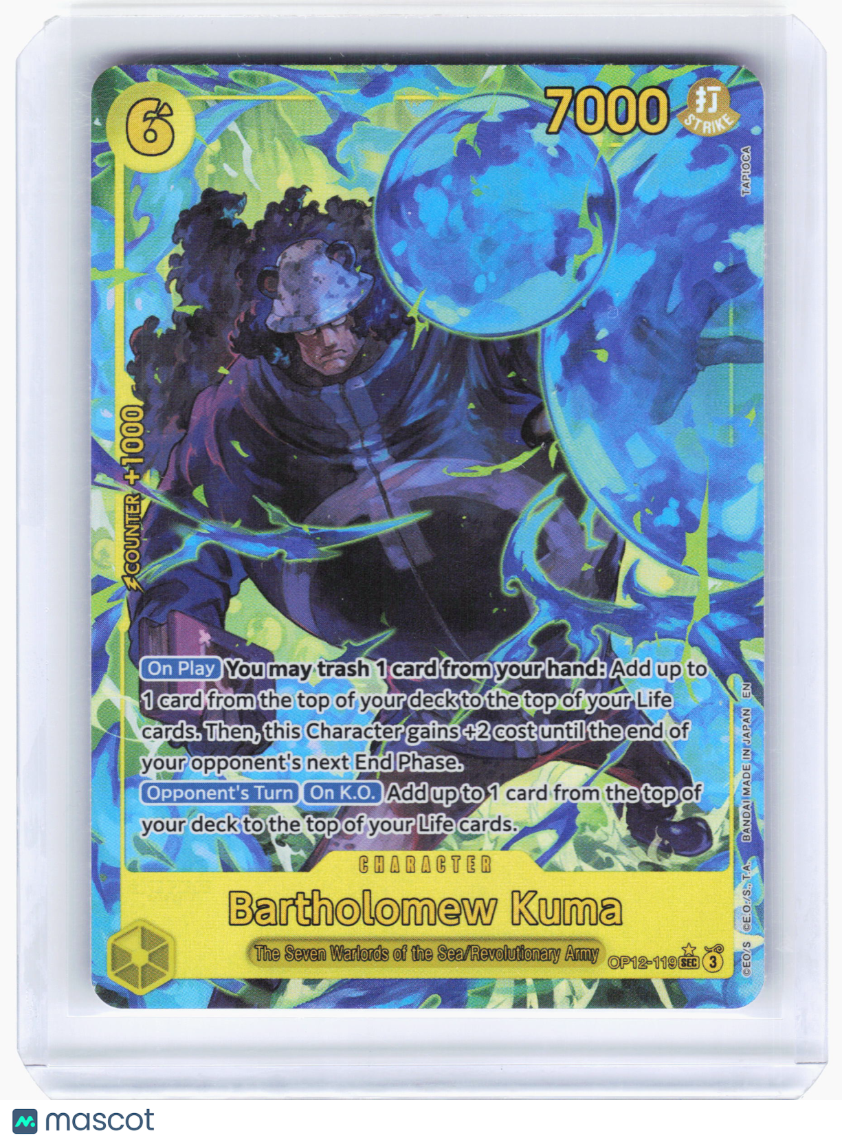2025 One Piece—Bartholomew Kuma #OP12-119 Legacy of the Master—SEC Foil Alt Art