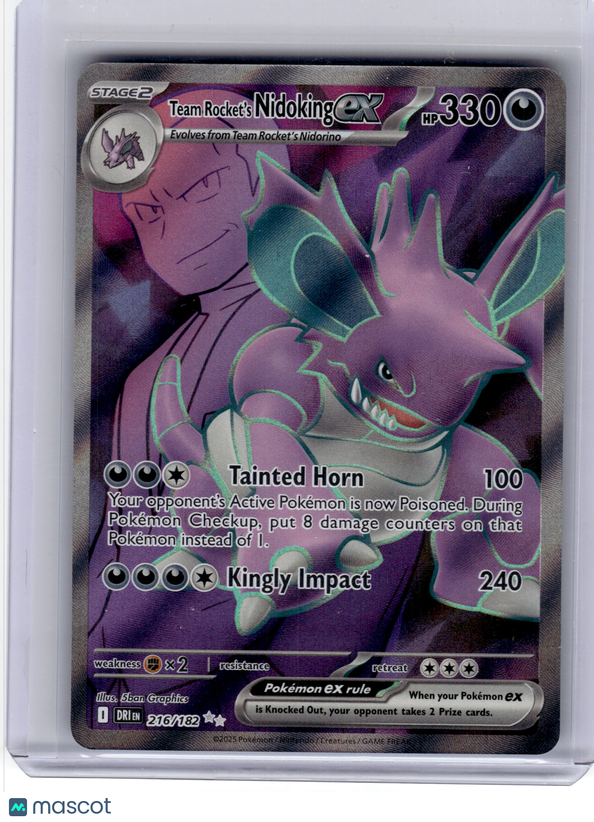 2025 Pokemon—Team Rocket's Nidoking EX #216 Destined Rivals—Ultra Rare Near Mint
