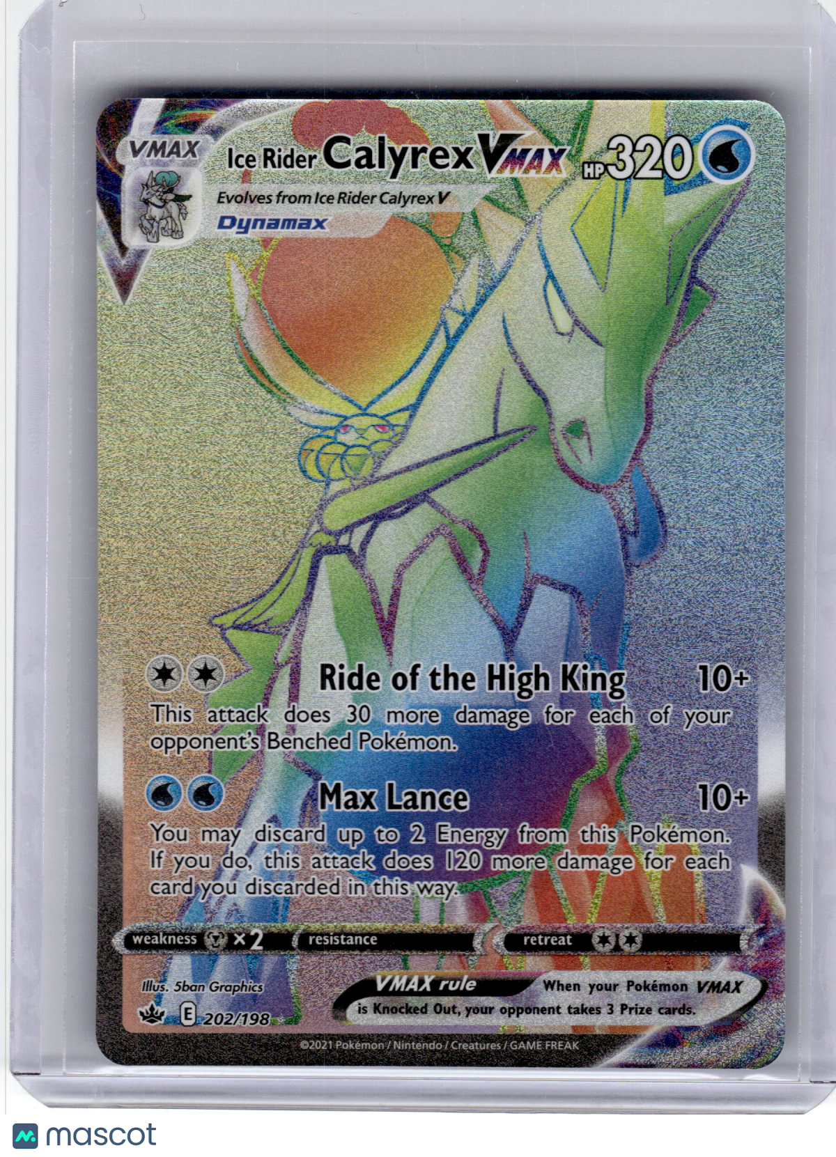2021 Pokemon—Ice Rider Calyrex VMAX #202 Chilling Reign—Secret Rare Near Mint