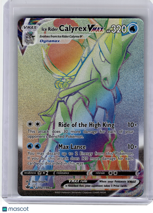 2021 Pokemon—Ice Rider Calyrex VMAX #202 Chilling Reign—Secret Rare Near Mint