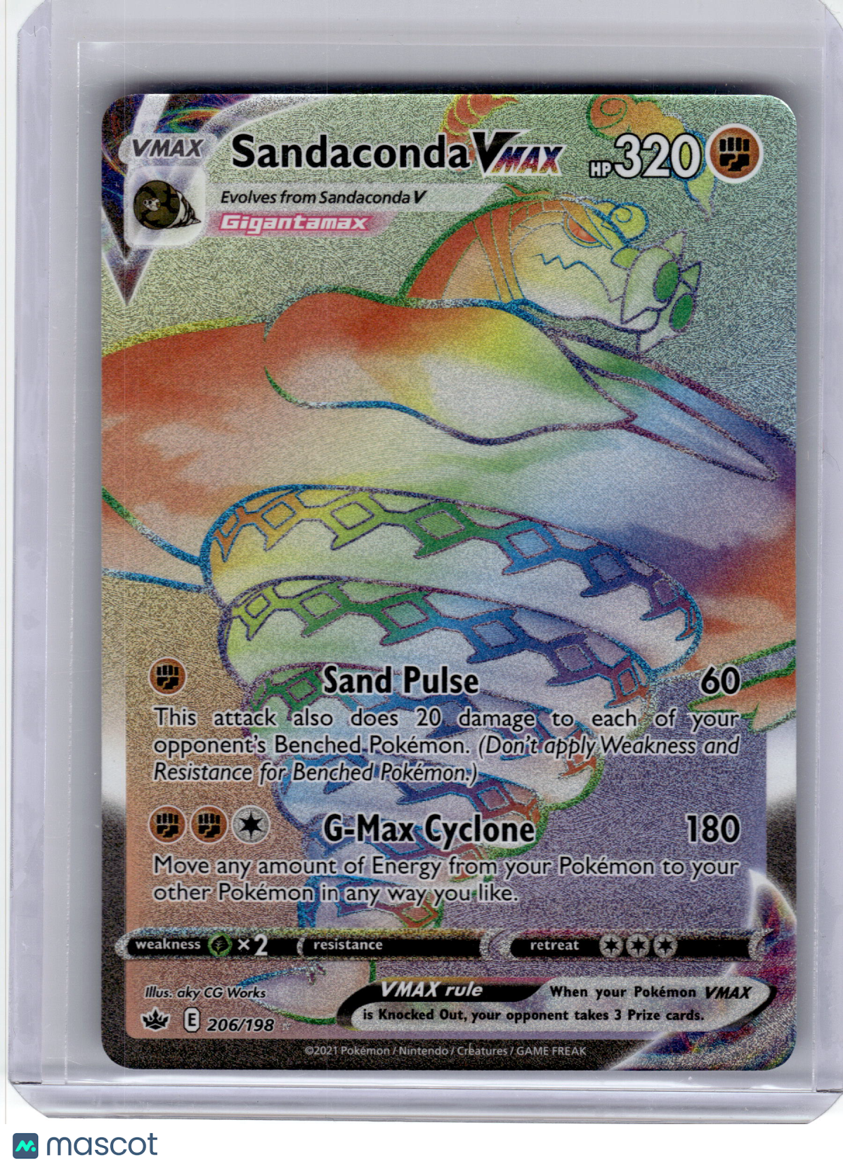 2021 Pokemon—Sandaconda VMAX #206 Chilling Reign—Secret Rare Holo Near Mint