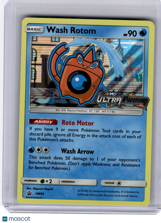 2018 Pokemon—Wash Rotom #SM94 Prerelease—Black Star Promo Near Mint