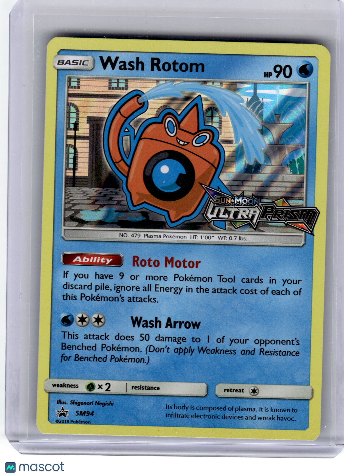 2018 Pokemon—Wash Rotom #SM94 Prerelease—Black Star Promo Near Mint