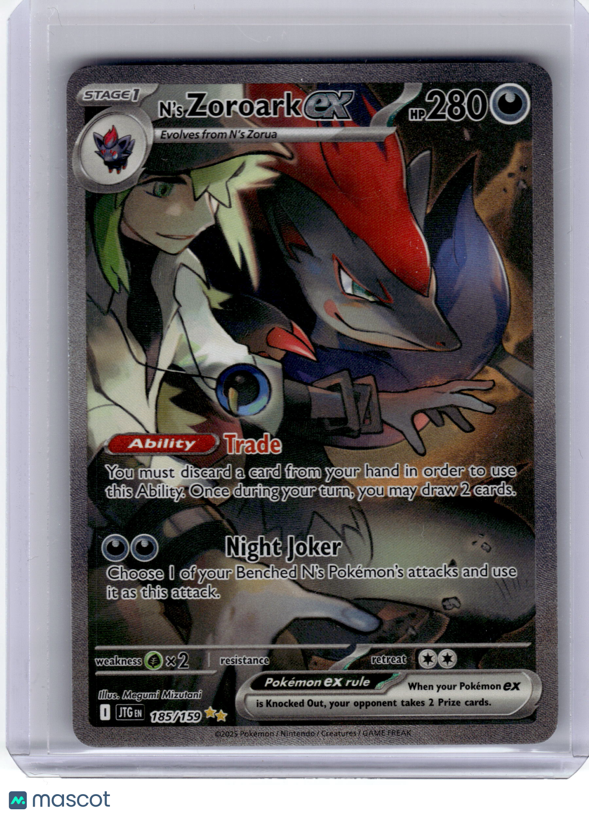 2025 Pokemon—N'S Zoroark EX #185 Journey Together—Special Illustration Rare Holo