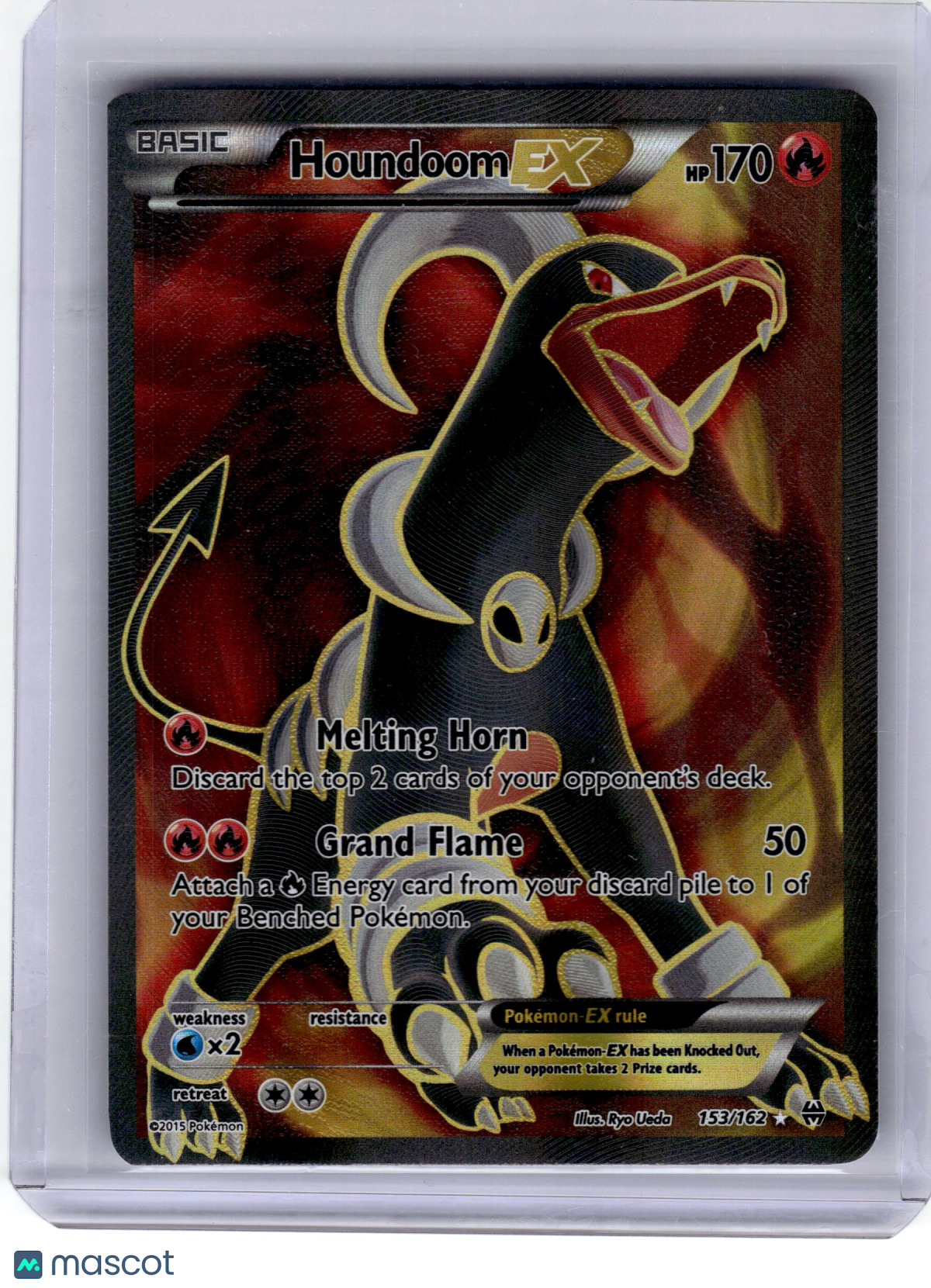 2015 Pokemon—Houndoom EX #153 XY BREAKthrough—Ultra Rare Holo Heavily Played