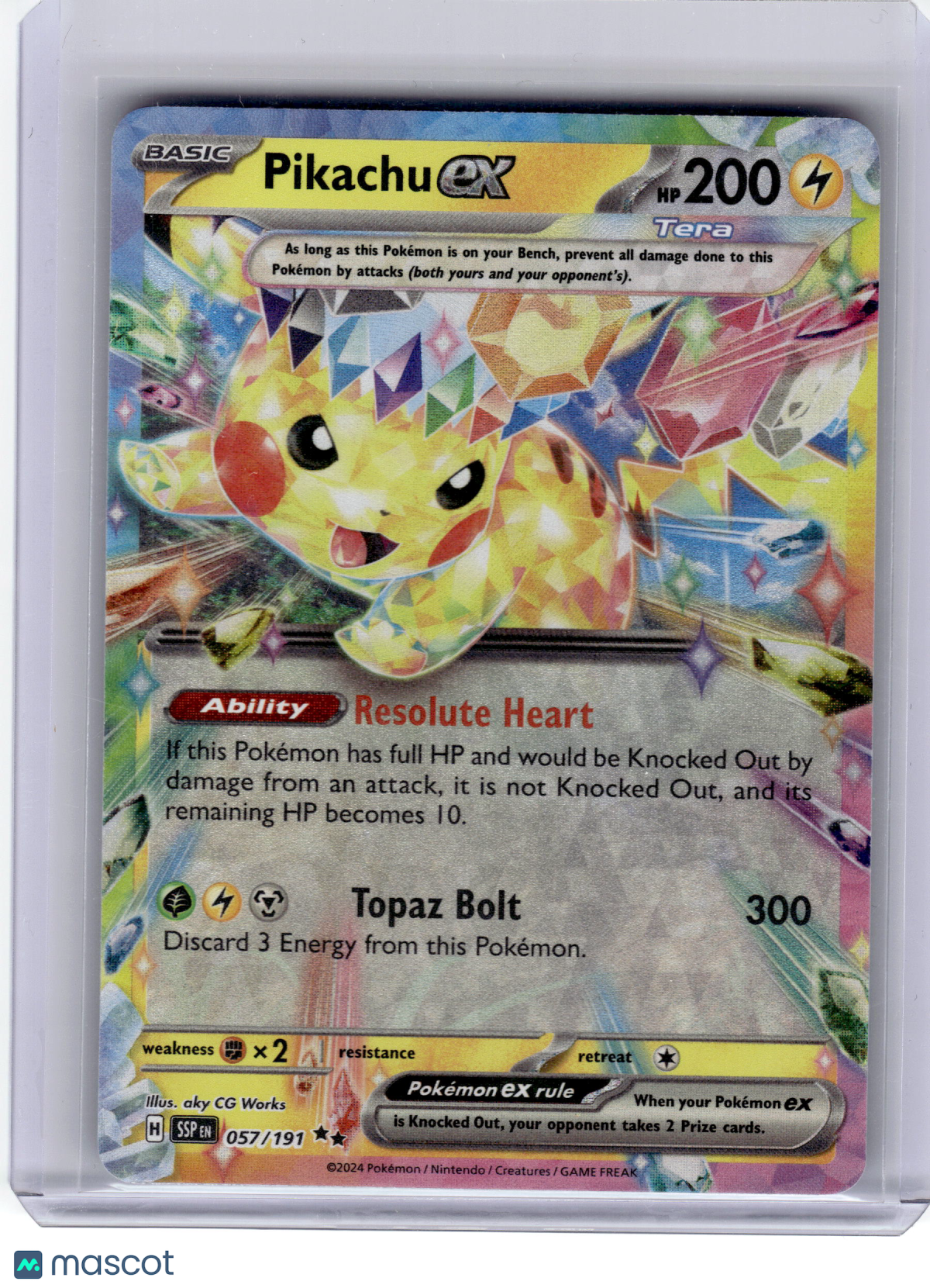 2024 Pokemon—Pikachu EX #57 Surging Sparks—Double Rare Holo Near Mint