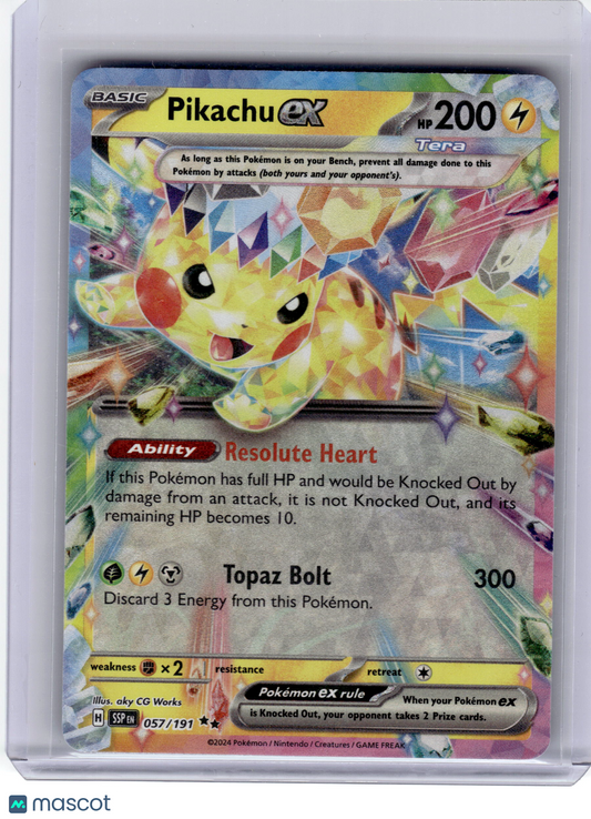 2024 Pokemon—Pikachu EX #57 Surging Sparks—Double Rare Holo Near Mint