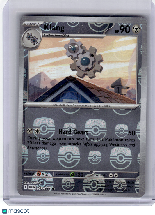 2025 Pokemon—Klang #62 Black Bolt— Reverse Holo (Masterball) Near Mint