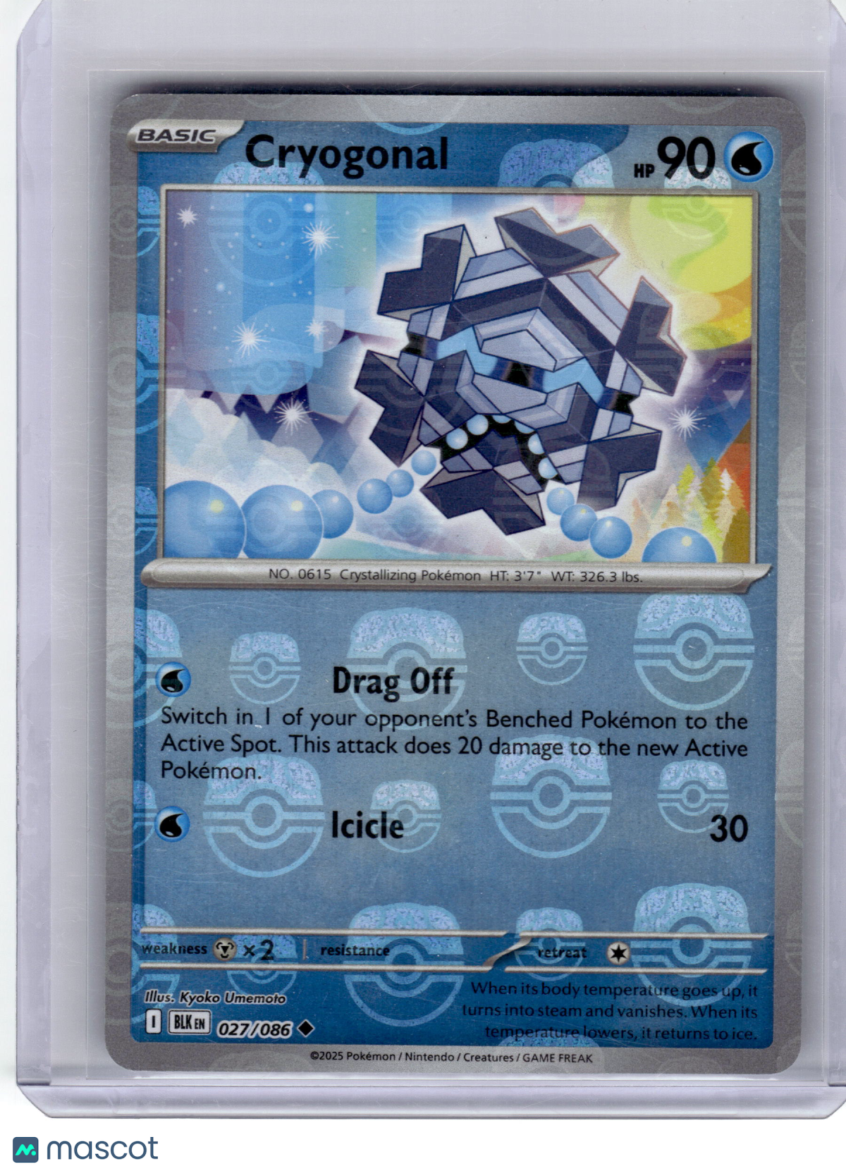 2025 Pokemon—Cryogonal #27/86 Black Bolt— Near Mint (Masterball)