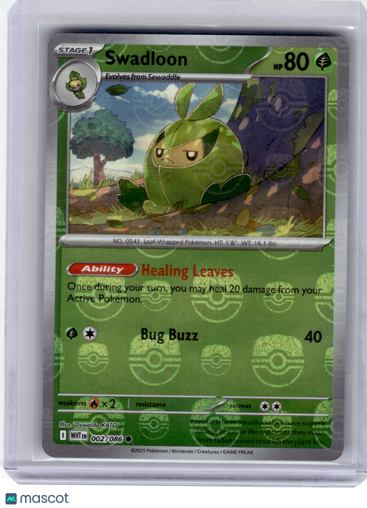 2025 Pokemon—Swadloon #2 White Flare— Reverse Holo (Masterball) Near Mint