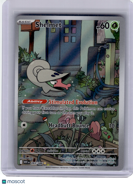 2025 Pokemon—Shelmet #93 White Flare—Illustration Rare Holo Near Mint